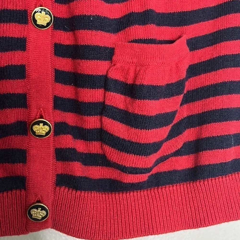 Juicy couture stripe Crown button front cardigan, sweater neck bow size small